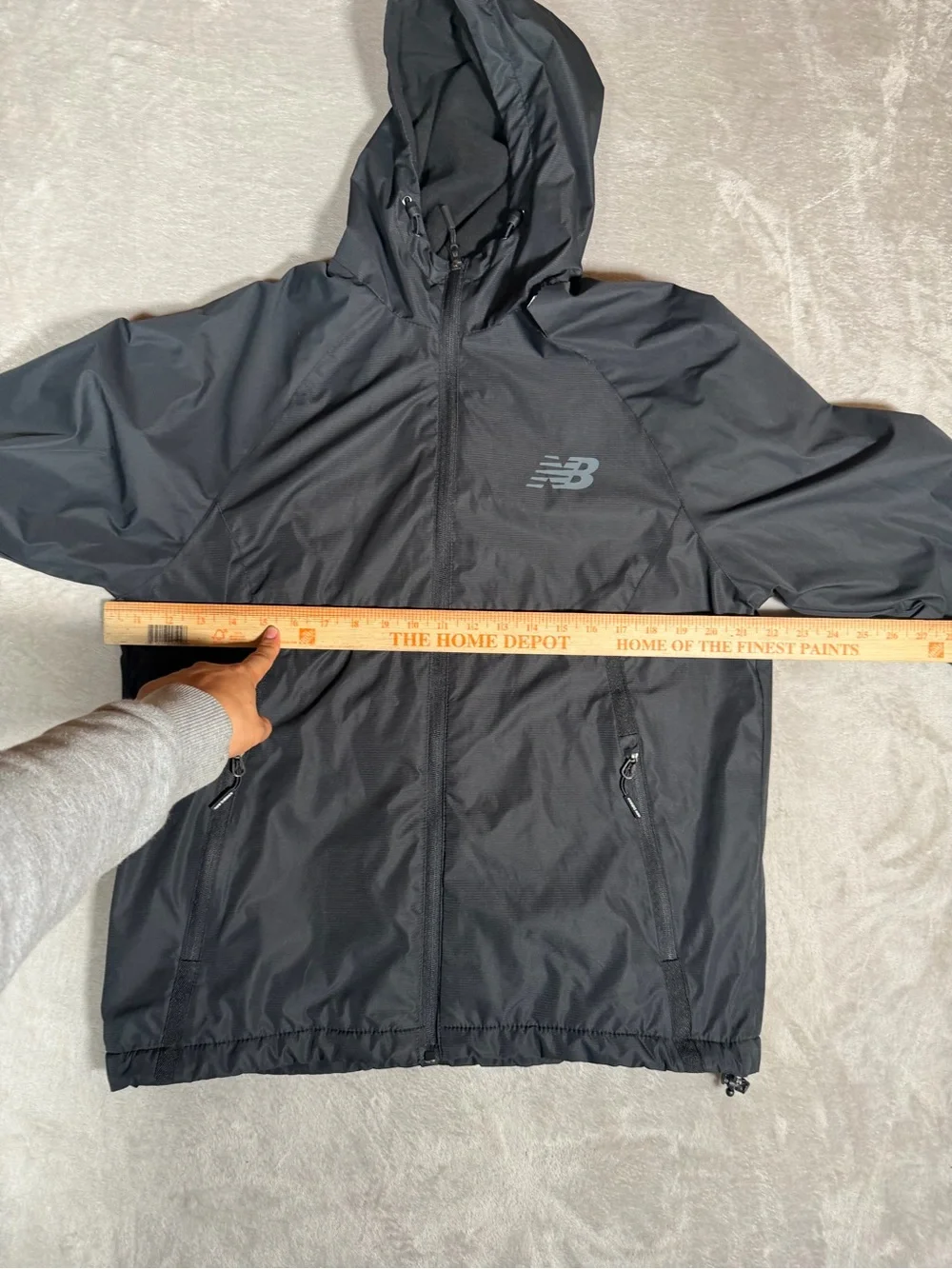 New Balance Black Hooded Windbreaker with Reflective Logo